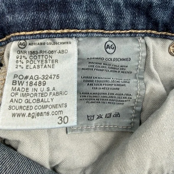 AG Adriano Goldschmied The Stilt Crop Cigarette Jeans Raw Hem Blue Size 30 - Picture 6 of 13